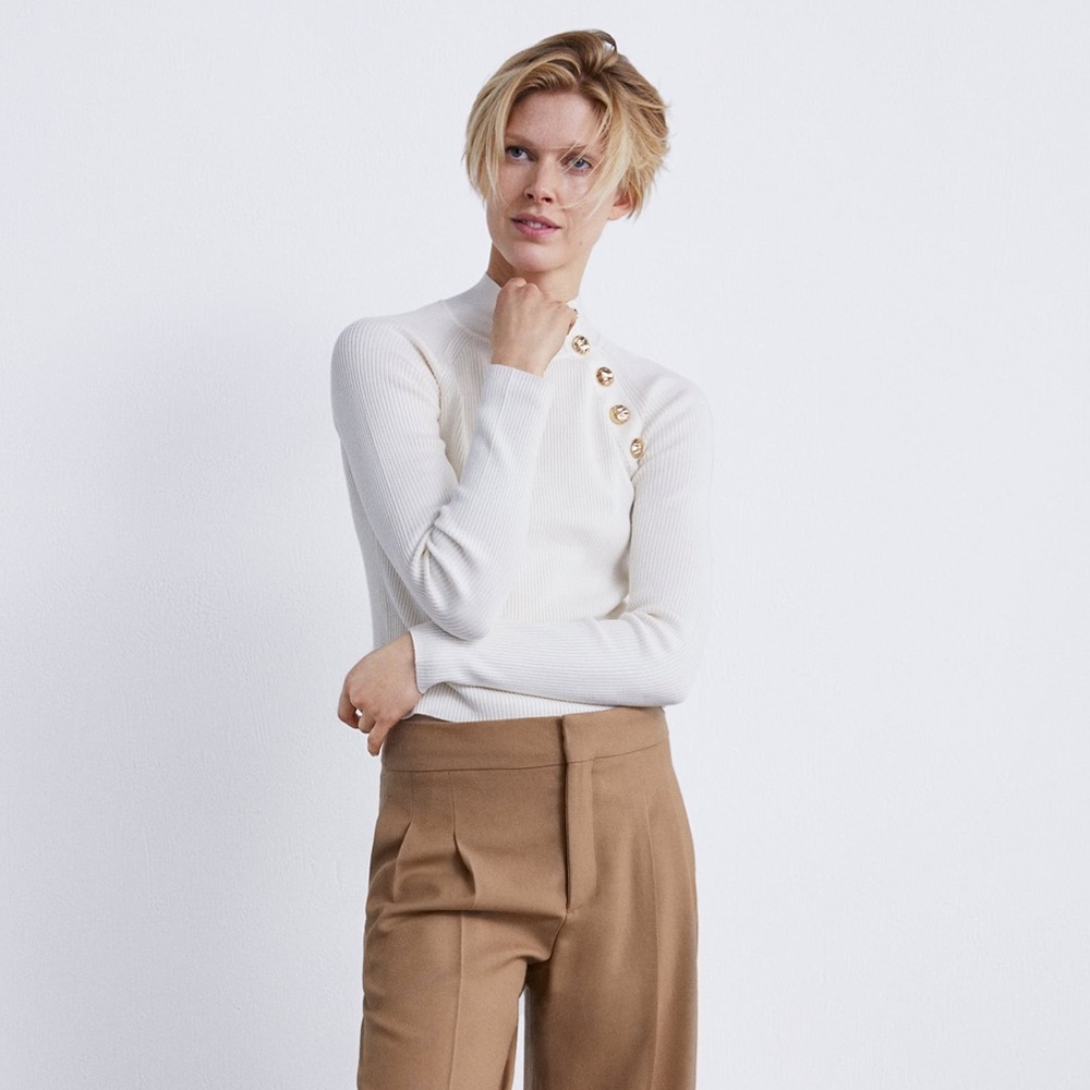 Zara knitwear ribbed sweater high neck